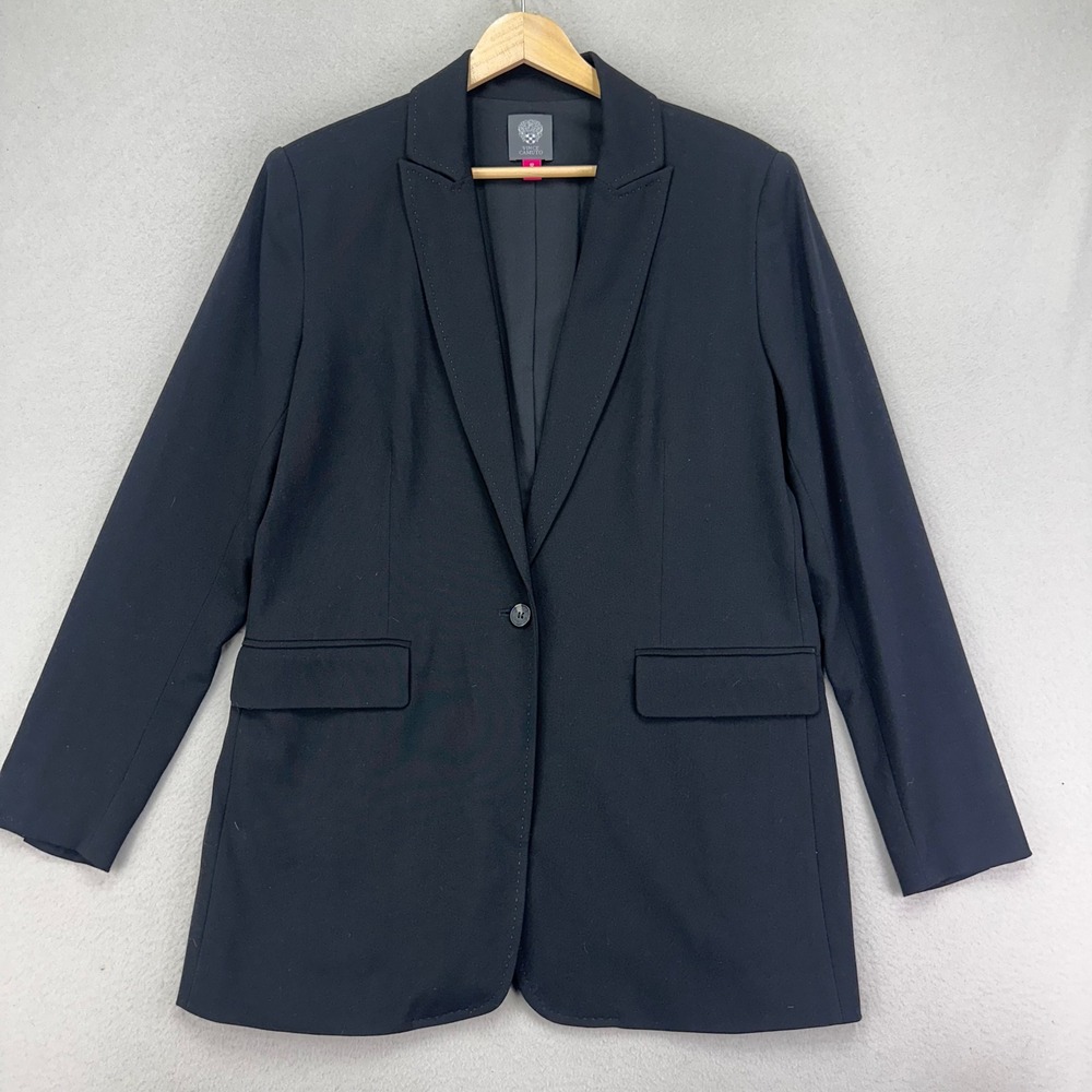 Vince Camuto Blazer Coat Womens 12 Black One Button Career Office Minimalist‎